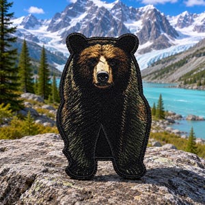 Black Bear Patch/Iron-On Patch/Wild Animal/Nature Badge/Souvenir Gift/Camping & Hiking/Sew-On Applique for Clothing Vest/Jacket Hat Backpack