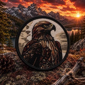 Hawk Patch/Iron-on Patch/Raptor Bird/Bird of Prey/Wild Spirit/Nature Badge/Sew-On Applique for Clothing Vest/Jacket Backpack Gear Hats