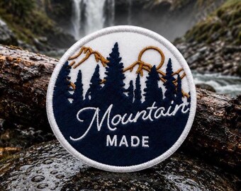 Mountain Made Patch/Iron-On Patch/Nature Badge/Camping & Hiking Gift/Embroidered Sew-on Applique for Clothing Vest/Jacket Backpack Gear Hats