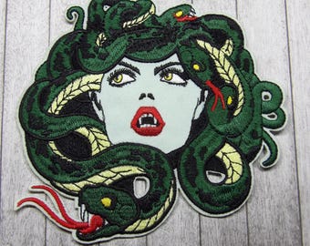 Snake Patch,Medusa Patch,Myth Of Olympus Patch,Embroidered Patch,Sew On Patch,Iron On Patch,Patch For Backpack,For Jacket,For Hat,Punk Patch