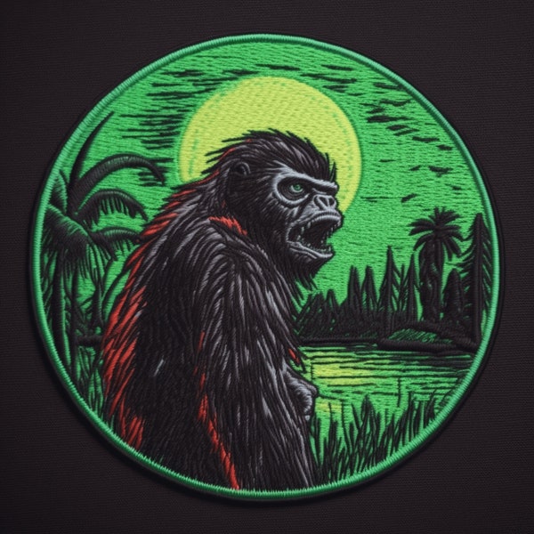 Skunk Ape Patch Iron-on/Sew-on Applique for Vest Jacket Bag Clothing Backpack, Cryptid Badge, Decorative, Myth Legend Gorilla Beast Creature