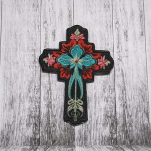 Christian Cross Patch Iron-on Applique for Jacket, Clothing, Backpack, Tote Bag, Vest, devotional, bible verse badge, worship gear, uplift