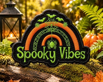 Spooky Vibes Patch/Iron-on Patch/Halloween Costume Decor/Creepy Cute & Haunted/Embroidered Sew-On Applique for Clothing Vest/Jacket Backpack