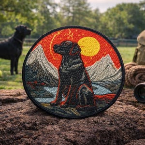 Black Labrador Patch/Iron-on Patch/Lab Pet Badge/Camping & Hiking/Dog Lover/Family Pet/Sew-On Applique for Clothing Vest/Jacket Hat Backpack