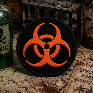 Biohazard Patch/Iron-on Patch/Toxic warning sign/Apocalypse/Hazardous/Embroidered Sew-On Applique for Clothing Vest/Jacket Hats Backpack