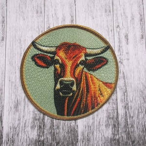 Cow Patch Iron-on Applique for Jacket, Clothing, Backpack, Tote Bag, Vest, farm animal, barnyard badge, country charm, farmhouse, rancher