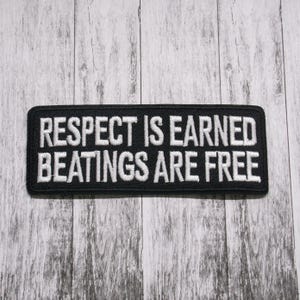 Respect Patch Embroidered Iron-on Applique for Jacket, Clothing, Backpack, Vest, biker humor, alpha patch, no-nonsense badge, outlaw