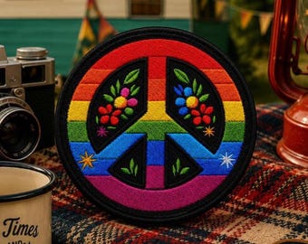 Peace Zeichen Aufnäher/Bügelbild zum Aufnähen, Hippie, Woodstock, Boho Musik Festival/Aufnäher/Aufnäher/Aufnäher für Kleidung, Weste, Jacke, Hut, Rucksack