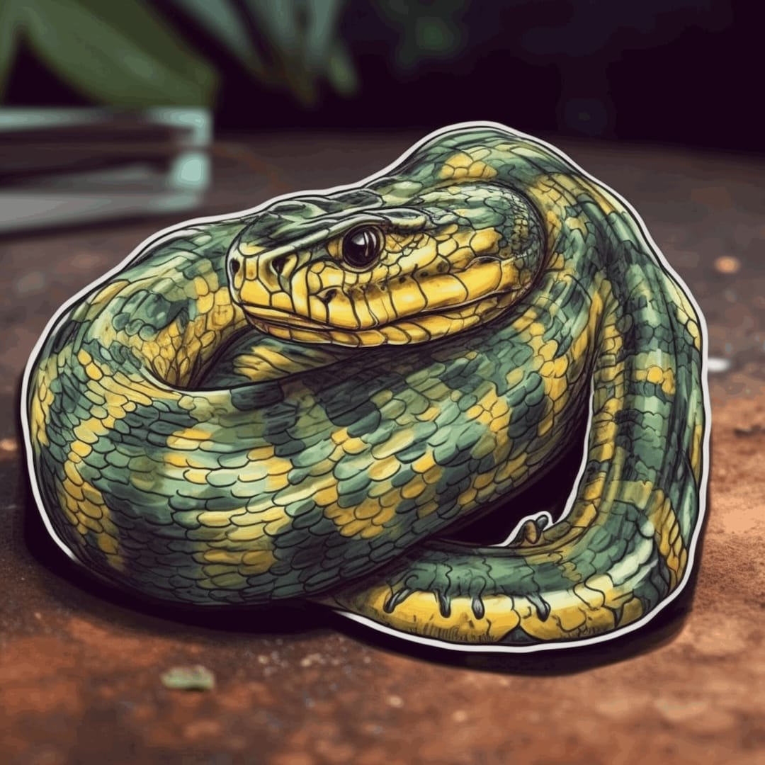 Burmese Python Sticker, Wild Animal Sticker, Vinyl Stickers Decals ...