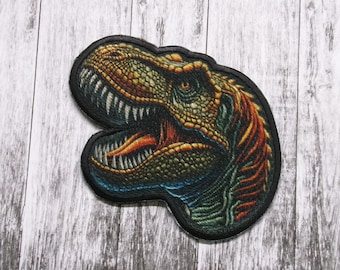 Tyrannosaurus Dinosaur Patch/Iron-On Patch/Applique for Jacket, Backpack, Clothing, Tote Bag, Prehistoric Creature/Fossil Dig/Extinct Animal
