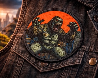Kaiju Patch/Iron-On Patch/Japanese Creatures/Monsterverse Ape/Retro Sci-fi Patch/Monarch/Sew-on Applique for Clothing Vest/Jacket Backpack