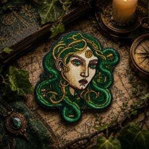 Snake Patch,Medusa Patch,Myth Of Olympus Patch,Embroidered Patch,Sew On Patch,Iron On Patch,Patch For Backpack,For Jacket,For Hat,Punk Patch
