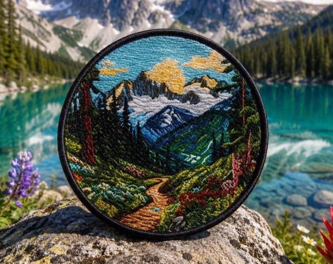 Mountain Forest Patch/Iron-on Patch/Nature Badge/Travel Souvenir Gifts/Hiking & Camping/Sew-on Applique for Clothing, Vest/Jacket, Backpack