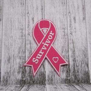 Iron-On Pink Ribbon Patch/Breast Cancer Patch/Awareness Support Ribbon Patch/Survivor Patch/Embroidered Applique for Vest/Fundraiser Gift