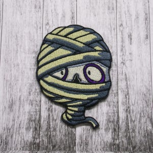 Mummy Patch Embroidered Iron-on Applique for Jacket, Clothing, Backpack, Tote Bag, Vest, spooky cartoon, trick or treat badge, cute monster
