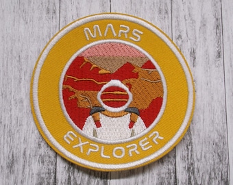 Toppa termoadesiva &quot;Mars Explorer For The Benefit of All&quot; per giacca, abbigliamento, zaino, distintivo spaziale, toppa astronauta, toppa NASA, pianeta