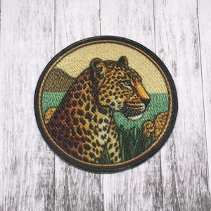 Leopard Patch Iron-on Applique for Jacket, Clothing, Backpack, Tote Bag, Vest, safari trek, wild cat, spotted nature, jungle gift, travel