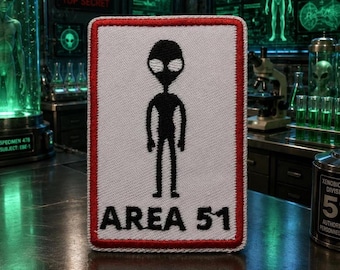 Alien Area 51 Patch/Iron-On Patch/Flying Saucer/UFO Badge/XFile/Embroidered Sew-on Applique for Clothing Vest/Jacket Hats Backpack Gear