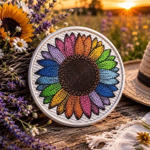 Colorful Flower Patch/Iron-On Patch/Nature Garden Badge/Vibrant Colors/Embroidered Sew-on Applique for Clothing Vest/Jacket Hats Backpack