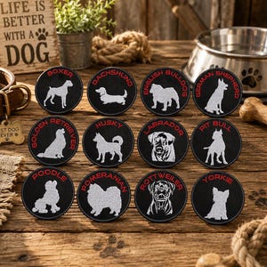 犬種シルエットパッチ刺繍アイロン接着/縫い付けDIYアップリケベストジャケット衣類バックパック毛皮の友達犬の感情支援足跡