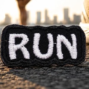 Run Patch/Iron-on Patch/Athletic badge/Positive Message/Marathon Runner/Embroidered Sew-On Applique for Clothing Vest/Jacket Backpack