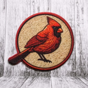 Kardinal Patch Aufnäher für Jacke, Kleidung, Rucksack, Tragetasche, Weste, Vogel beobachten Aufnäher, Naturforscherin Abzeichen, Waldvogel