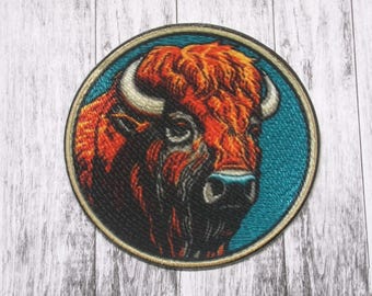 Parche termoadhesivo de bisonte americano para chaqueta, mochila, ropa, bolso de mano, chaleco, Grandes Llanuras, Frontera, Vida en la pradera, Herencia del Oeste