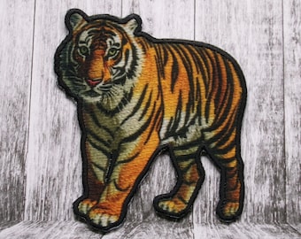Roaring Tiger Patch Iron-on Applique for Jacket, Clothing, Backpack, Tote Bag, Vest, safari animal, wild animal, nature, African savanna