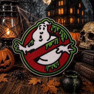 Ghostbusters No Ghost Logo Patch/Iron-On Patch/Embroidered Sew-on Applique for Halloween Costume, Uniform, Supernatural Paranormal Patches
