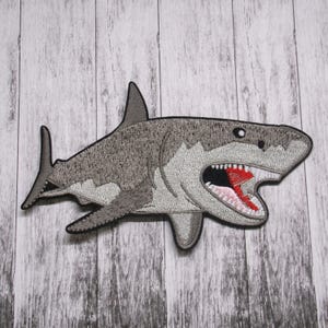 Megalodon Shark Patch Embroidered Iron-on Applique for Jacket, Clothing, Backpack, Tote Bag, Vest, ocean beast, deep sea monster, predator