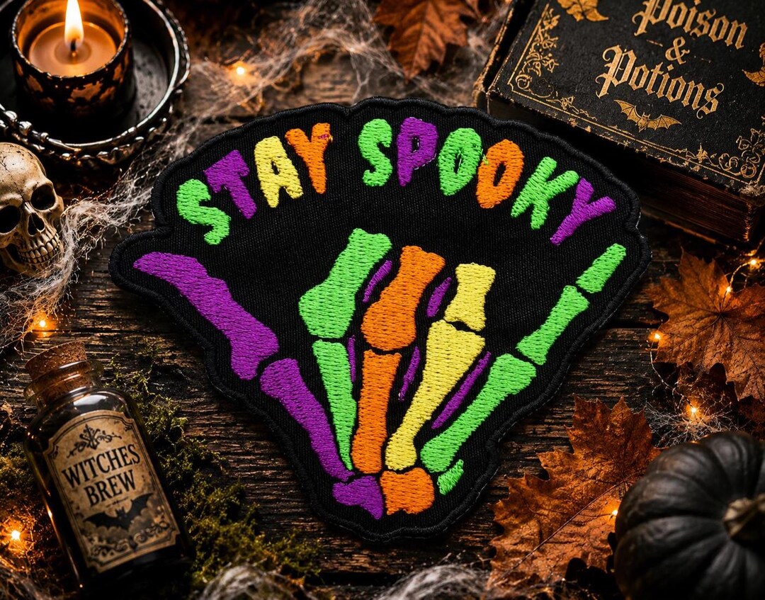 Stay Spooky Skeleton Hand Patch Embroidered Iron-on/sew-on Applique for ...