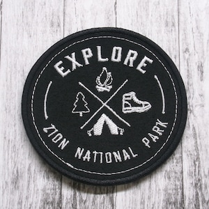 Zion Park Patch/3.5&quot; Embroidered Iron-On Applique for Backpack & Clothing/Nature Badge/Travel Souvenir/Hiking/Nature Lover/Wildlife Patch