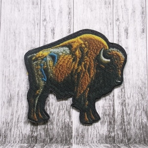 American Bison Patch Iron-On Applique for Jacket, Backpack, Clothing, Tote Bag, Vest, Great Plains, Frontier, Prairie Life, Western Heritage