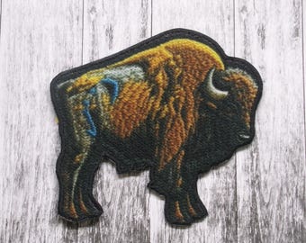 Parche termoadhesivo de bisonte americano para chaqueta, mochila, ropa, bolso de mano, chaleco, Grandes Llanuras, Frontera, Vida en la pradera, Herencia del Oeste