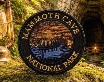 Mammoth Cave Park Patch/3" Embroidered Iron-On Applique for Backpack & Clothing/Nature Badge/Travel Souvenir/Hiking/Nature Lover/Cave Patch