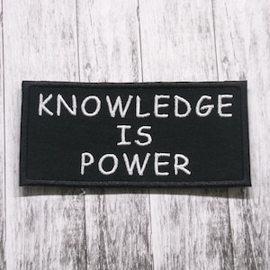 Iron-On Knowledge Is Power Patch Patch/Embroidered Sew-On Applique for Jacket/Backpack/Clothing/Tabletop Game Patch/Grim Patch/Sci-Fi Patch