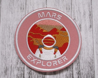 Toppa termoadesiva &quot;Mars Explorer&quot; per giacca, abbigliamento, zaino, distintivo spaziale, toppa astronauta, toppa NASA, toppa sistema solare, pianeti