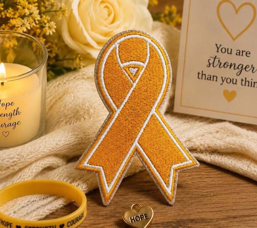 Circle Ribbon Patch Iron-on Orange Ribbon Patch/awareness Support Ribbon Patch/kidney ...