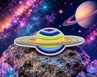 Planet Saturn Patch/Iron-on Patch/Space Badge/NASA Astronaut/Solar System/Embroidered Sew-On Applique for Clothing Vest/Jacket Backpack Hats