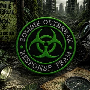 Zombie Outbreak Response Team Green Patch/Iron-On Patch/Halloween Horror Costume/Embroidered Sew-On Applique for Clothing,  Vest/Jacket, Hat