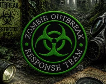 Zombie Outbreak Response Team Green Patch/Iron-On Patch/Halloween Horror Costume/Embroidered Sew-On Applique for Clothing,  Vest/Jacket, Hat