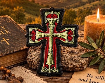 Applique thermocollante Templier croix pour veste, vêtement, sac à dos, sac fourre-tout, gilet, symbole de chevalier, croisé, foi médiévale, saint guerrier