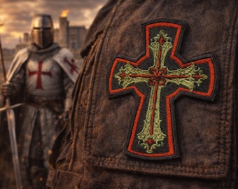 Knight Cross Patch/Iron-on Patch/Medieval Crusader/Christian Faith/Holy Warrior/Sew-On Applique for Clothing Vest/Jacket Hats Backpack Gear