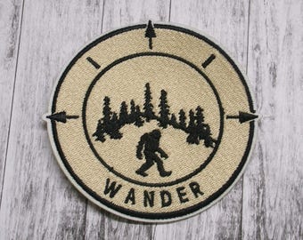 Bigfoot in the Forest Patch/Paranormal Patch/Iron-on Applique for Jacket & Backpacks/Clothing/Cryptid Badge/Sasquatch Patch/Myths Legends