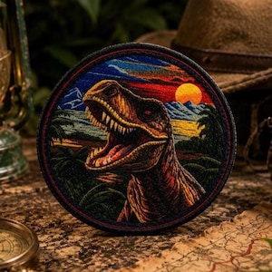 Tyrannosaurus Dinosaur Patch/Iron-On Patch/Dino Lover/Kids Patches/T-Rex Raptor Fossil/Sew-On Applique for Clothing Vest/Jacket Hat Backpack