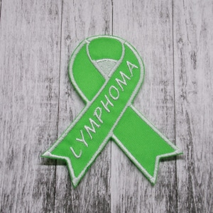 Iron-On Lime Green Ribbon Patch/Lymphoma Patch/Awareness Support Ribbon Patch/Embroidered Applique for Vest/Fundraiser Gift