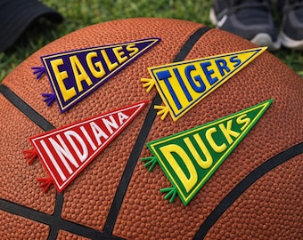 Personalized Pennant Patch with Team Name, Pennant Patch, Custom High School College Patches, Iron On/Hook & Loop Patches for Backpacks Hats