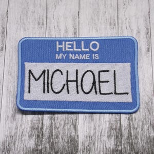 Custom Hello My Name Is &quot;Your Name&quot; Name Tag Patch Embroidered Iron-on/Sew-on Applique Vest Jacket Bag Clothing Backpack Costume Uniform
