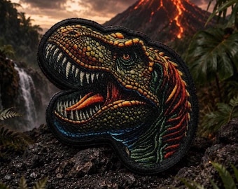 Tyrannosaurus Dinosaur Patch/Iron-On Patch/T-rex Dino Lover/Fossil Dig/Extinct/Kids Gift/Sew-On Applique for Clothing Jacket Hats Backpack