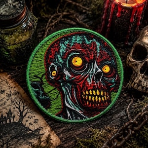 Zombie Patch/Iron-on Patch/Walking Dead/Undead/Horror Fan/Halloween Costume Decor/Sew-On Applique for Clothing, Vest/Jacket, Hat, Backpack